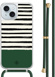 Casimoda iPhone 15 hoesje met groen koord - Green stripes