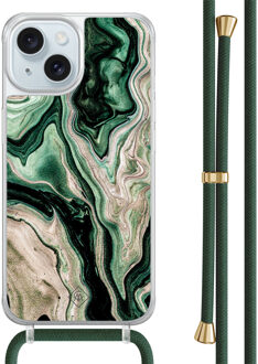 Casimoda iPhone 15 hoesje met groen koord - Green waves