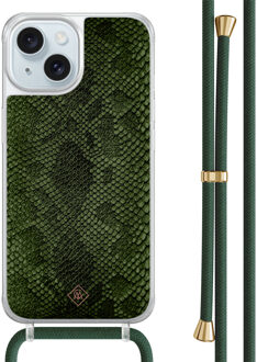 Casimoda iPhone 15 hoesje met groen koord - Snake mix