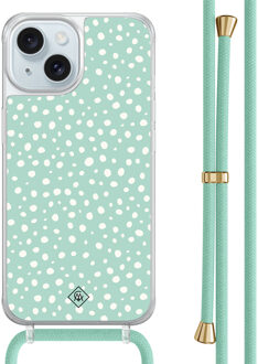 Casimoda iPhone 15 hoesje met mint koord - Mint dots