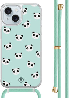 Casimoda iPhone 15 hoesje met mint koord - Panda print