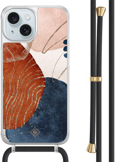 Casimoda iPhone 15 hoesje met zwart koord - Abstract terracotta Multi
