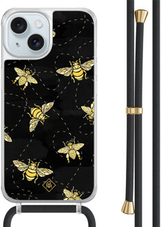 Casimoda iPhone 15 hoesje met zwart koord - Bee happy