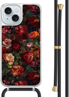 Casimoda iPhone 15 hoesje met zwart koord - Floral garden Multi