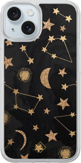 Casimoda iPhone 15 hybride hoesje - Counting the stars Zwart, Goudkleurig