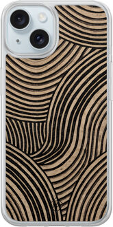 Casimoda iPhone 15 hybride hoesje - Ebony waves Bruin/beige