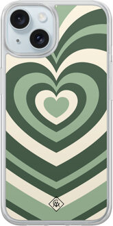 Casimoda iPhone 15 hybride hoesje - Groen hart swirl