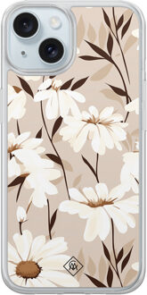 Casimoda iPhone 15 hybride hoesje - In bloom Bruin/beige