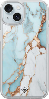 Casimoda iPhone 15 hybride hoesje - Marmer lichtblauw