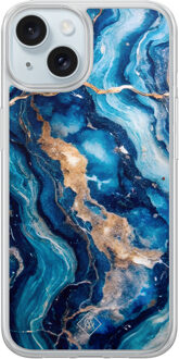 Casimoda iPhone 15 hybride hoesje - Ocean marble Blauw