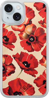 Casimoda iPhone 15 hybride hoesje - Poppy garden Rood