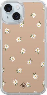 Casimoda iPhone 15 hybride hoesje - Sweet daisies Bruin/beige