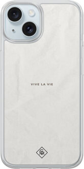 Casimoda iPhone 15 hybride hoesje - Vive la vie Grijs/zilverkleurig