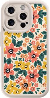 Casimoda iPhone 15 Pro beige case - Blossom Bruin/beige