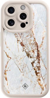 Casimoda iPhone 15 Pro beige case - Marmer goud Goudkleurig