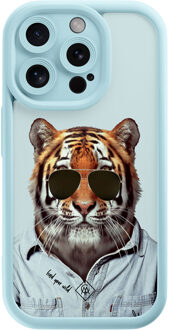 Casimoda iPhone 15 Pro blauwe case - Tijger wild
