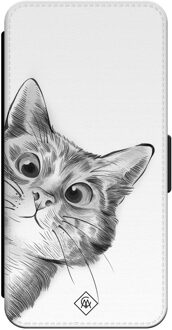 Casimoda iPhone 15 Pro flipcase - Kat kiekeboe Wit