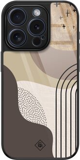 Casimoda iPhone 15 Pro glazen hardcase - Abstract almond Multi
