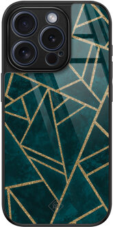 Casimoda iPhone 15 Pro glazen hardcase - Blue shapes Blauw