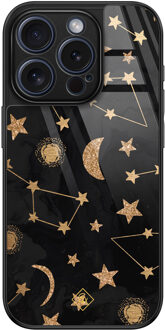 Casimoda iPhone 15 Pro glazen hardcase - Counting the stars Goudkleurig