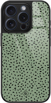 Casimoda iPhone 15 Pro glazen hardcase - Green confetti Groen