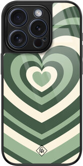 Casimoda iPhone 15 Pro glazen hardcase - Hart swirl groen