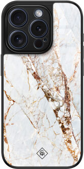 Casimoda iPhone 15 Pro glazen hardcase - Marmer goud Goudkleurig