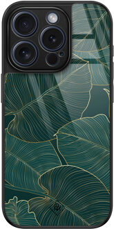 Casimoda iPhone 15 Pro glazen hardcase - Monstera leaves Groen