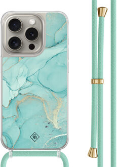 Casimoda iPhone 15 Pro hoesje met mint koord - Touch of mint