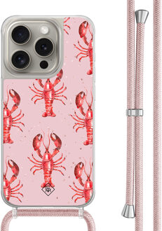 Casimoda iPhone 15 Pro hoesje met rosegoud koord - Lobster Roze