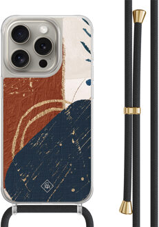 Casimoda iPhone 15 Pro hoesje met zwart koord - Abstract terracotta Blauw