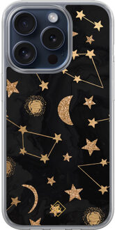 Casimoda iPhone 15 Pro hybride hoesje - Counting the stars Zwart, Goudkleurig