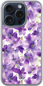 Casimoda iPhone 15 Pro hybride hoesje - Floral violet Paars