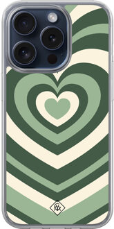 Casimoda iPhone 15 Pro hybride hoesje - Groen hart swirl