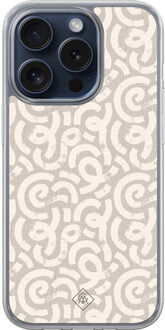 Casimoda iPhone 15 Pro hybride hoesje - Ivory abstraction Bruin/beige