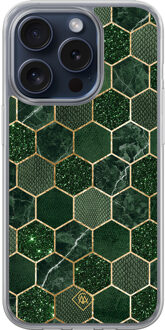 Casimoda iPhone 15 Pro hybride hoesje - Kubus groen
