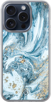Casimoda iPhone 15 Pro hybride hoesje - Marble sea Blauw