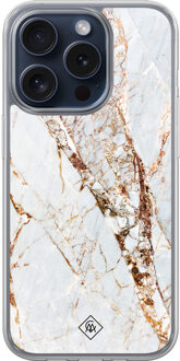 Casimoda iPhone 15 Pro hybride hoesje - Marmer goud Goudkleurig