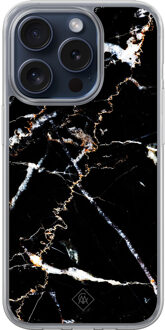 Casimoda iPhone 15 Pro hybride hoesje - Marmer zwart Bruin/beige