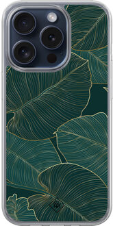 Casimoda iPhone 15 Pro hybride hoesje - Monstera leaves Groen