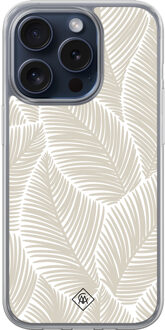 Casimoda iPhone 15 Pro hybride hoesje - Palmy leaves beige Bruin/beige