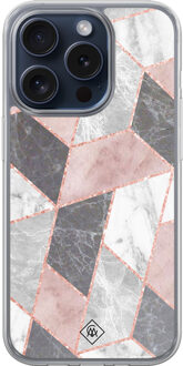 Casimoda iPhone 15 Pro hybride hoesje - Stone grid Paars