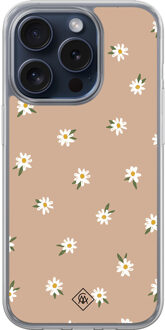 Casimoda iPhone 15 Pro hybride hoesje - Sweet daisies Bruin/beige