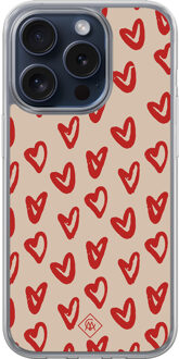 Casimoda iPhone 15 Pro hybride hoesje - Sweet hearts Rood