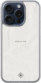 Casimoda iPhone 15 Pro hybride hoesje - Vive la vie Grijs/zilverkleurig