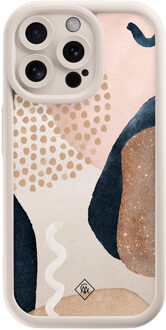 Casimoda iPhone 15 Pro Max beige case - Abstract dots Bruin/beige
