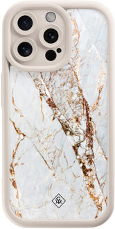 Casimoda iPhone 15 Pro Max beige case - Marmer goud Goudkleurig