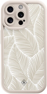 Casimoda iPhone 15 Pro Max beige case - Palmy leaves beige Bruin/beige