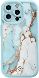 Casimoda iPhone 15 Pro Max blauwe case - Marmer lichtblauw