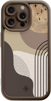 Casimoda iPhone 15 Pro Max bruine case - Abstract almond shapes Bruin/beige